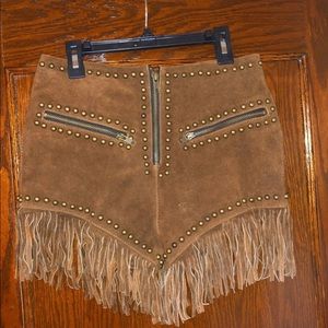 Free people brown suede fringe shorts